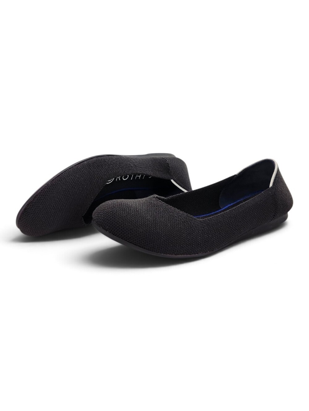Rothy's The Flat Black Retired White Halo Round-Toe Slip-On Flats